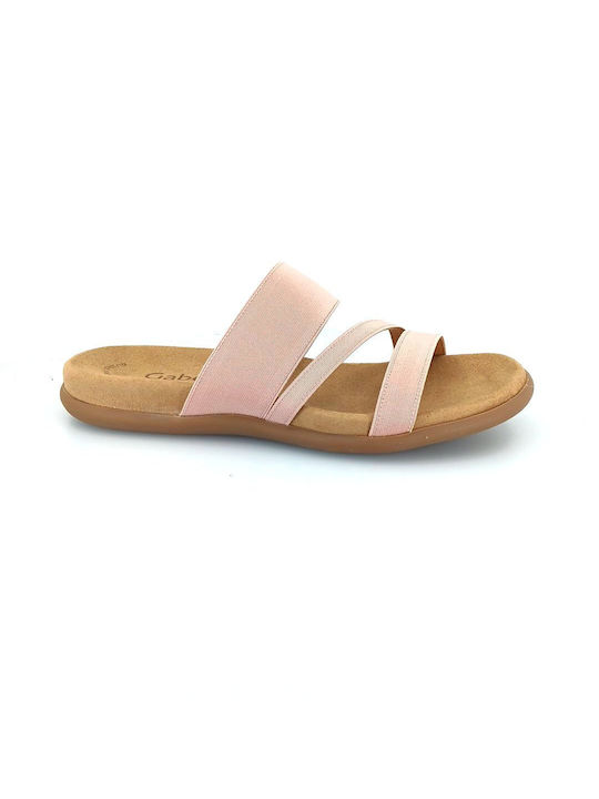 Gabor Leather Women's Flat Sandals Anatomic in Pink Color