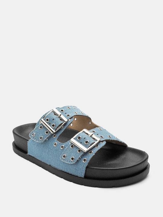 Luigi Women's Flat Sandals Flatforms in Blue Color