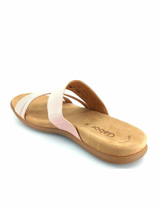 Leather Women's Flat Sandals Anatomic in Pink Color