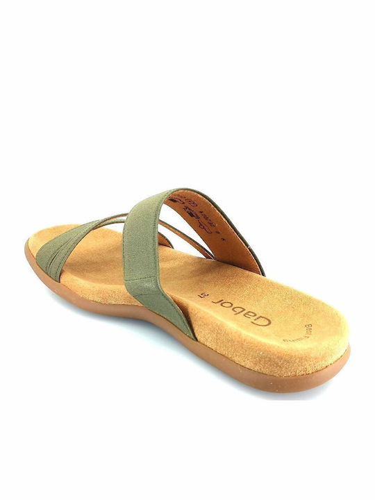 Leather Women's Flat Sandals Anatomic in Green Color