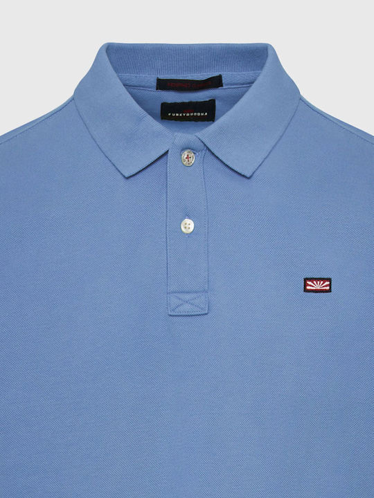 Polo Short Sleeve Blouse Faded Denim