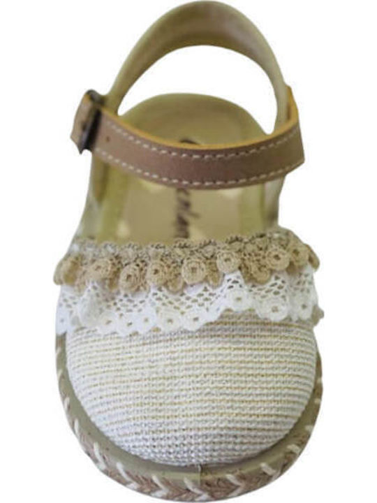 Kids Espradrilles with Adjustable Metal Clasp Beige