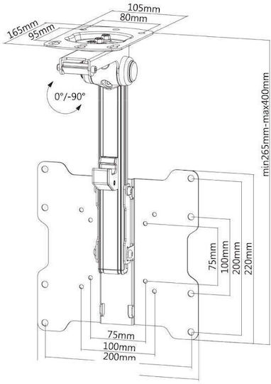 Neomounts FPMA-C020BLACK Fernsehhalterung Decke mit Arm bis 40" und 20kg