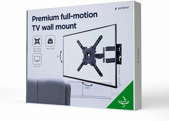 Gembird WM-55ST-01 WM-55ST-01 Стойка за телевизор Стенен с рамо до 55" и 32кг Черен