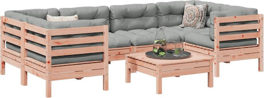 Garten- und Outdoor-Möbelsets Wohnzimmer Typsatz 7 Stück Grau mit Kissen