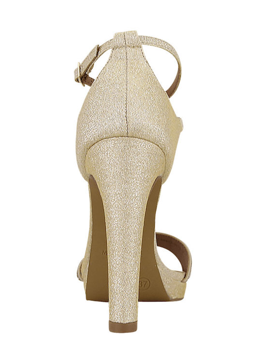 Stoff Sandalen mit Strass Gold