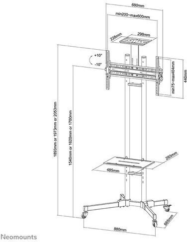 Newstar PLASMA-M1700ES PLASMA-M1700E Suport TV pardoseală până la 55" și 35kg