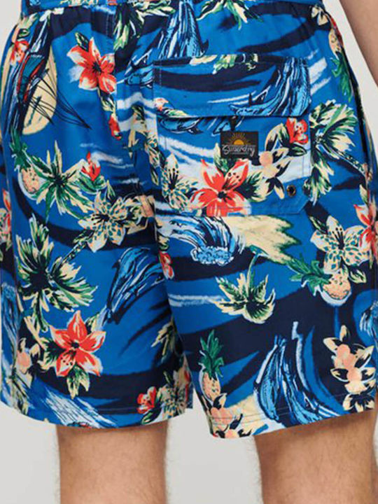 Ovin Hawaiian Men's Swimwear Shorts Blue with Patterns