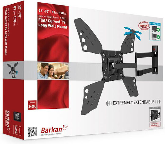 Barkan 40"-70" Suport TV de perete cu braț până la 70" și 50kg