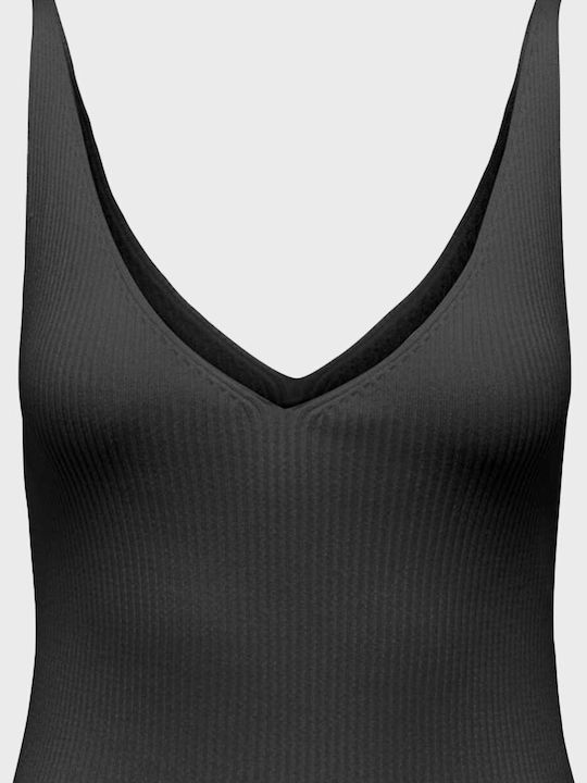 Only Women's Sleeveless Sweater with V Neckline Black