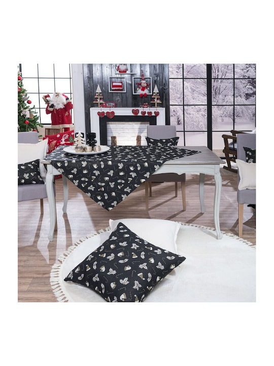 Teoran Christmas Tablecloth Square Fabric Black L90xW90cm.