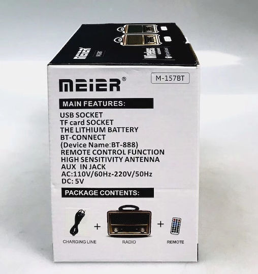 Meier M-157BT Retro Επιτραπέζιο Ραδιόφωνο Επαναφορτιζόμενο με USB Γκρι