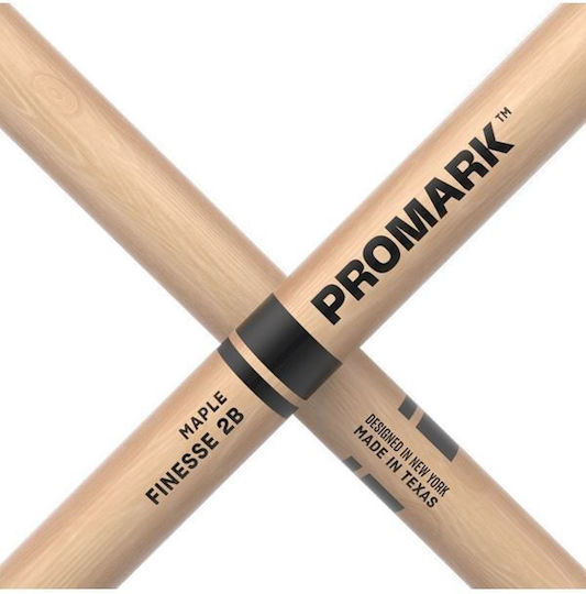 Promark Maple Μπαγκέτες Ντραμς 2B με Σχήμα Μύτης Ball