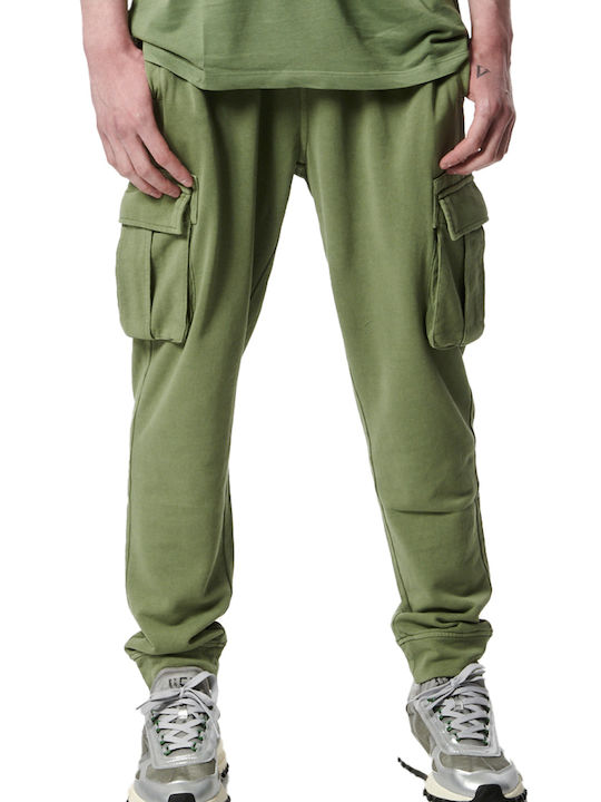 Body Action Men's Trousers Cargo in Regular Fit Green