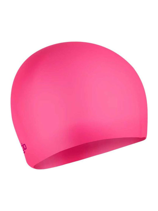 Speedo Plain Moulded Silicone Kids Swimming Cap Pink