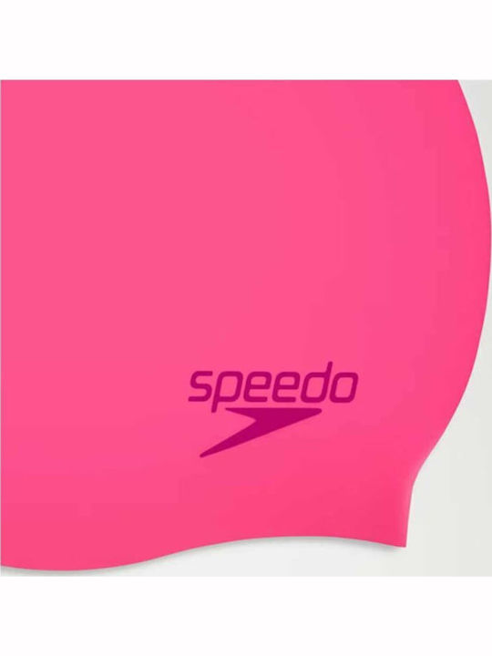 Speedo Plain Moulded Silicone Kids Swimming Cap Pink