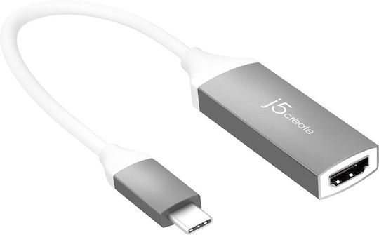 J5 Create Μετατροπέας USB-C male σε HDMI female Ασημί 1τμχ (JCA153G-N)
