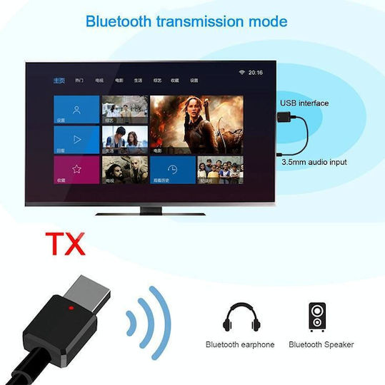 USB Bluetooth 5.0 Adapter με Εμβέλεια 10m Μπλε