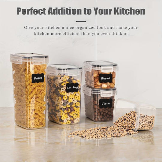 Food Storage Set 10 Pieces General Use Jars with Airtight Lid Plastic 2800ml 10 Pieces