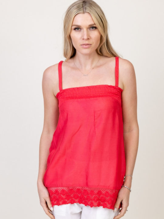 Pronomio Damen Bluse mit Trägern Coral