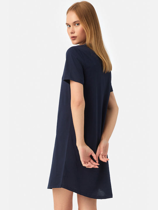 Minerva Summer Cotton Women's Nightdress Blue