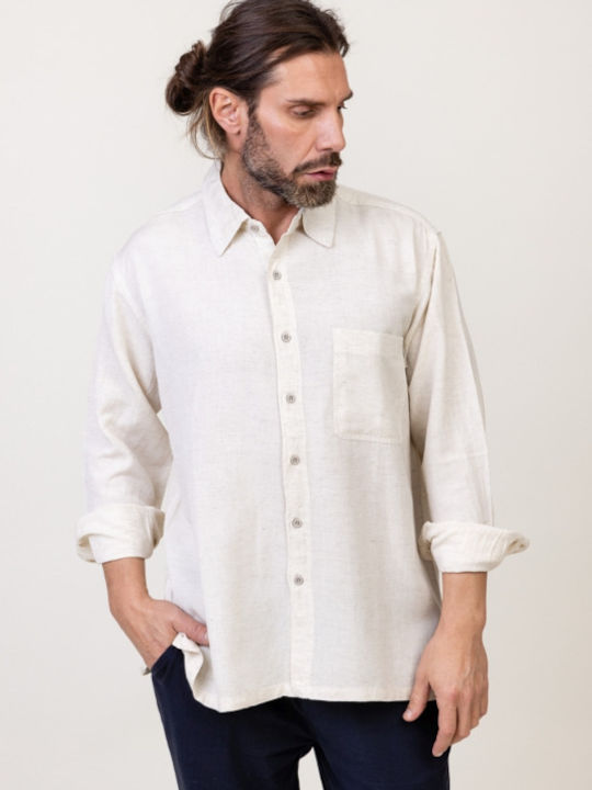 Natural Line Men's Shirt Long Sleeve Ekru