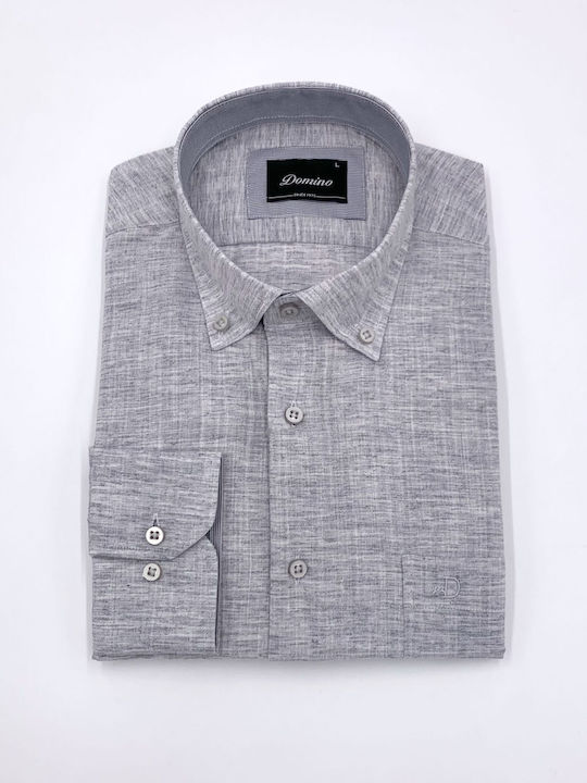 Domino Men's Shirt Long Sleeve Grey