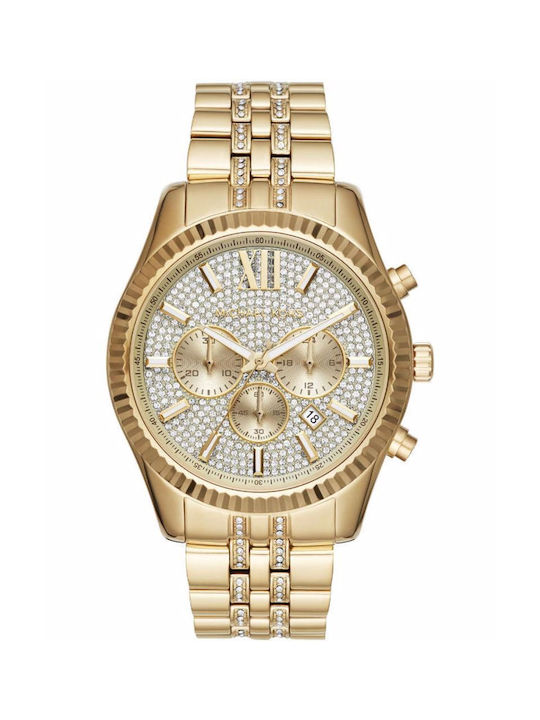 Michael Kors Chronograph Watch with Metal Bracelet Gold