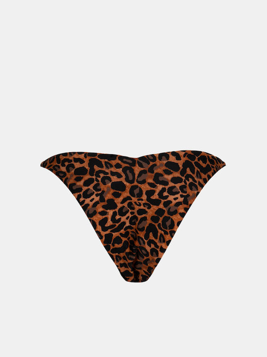 Rock Club Leo Print Bikini Slip Brown