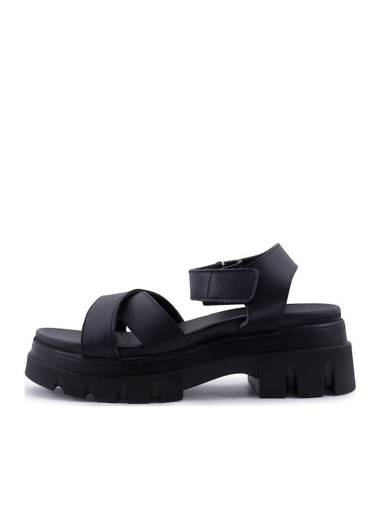Women's Flat Sandals with Strap Flatforms in Black Color