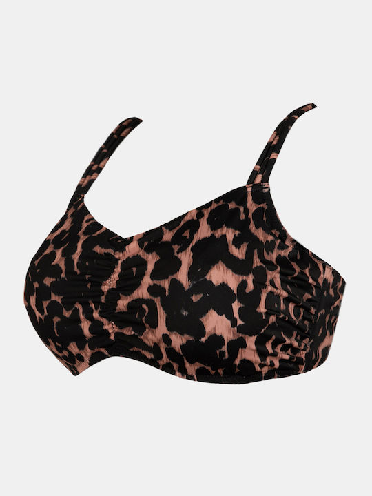 Damen Bikini-Top Rock Club Große Büste Animal Print Regular Fit Lycra Cup E