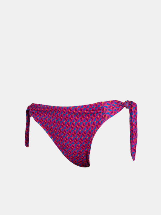 Rock Club Windy Print Bikini Slip with Ties Purple