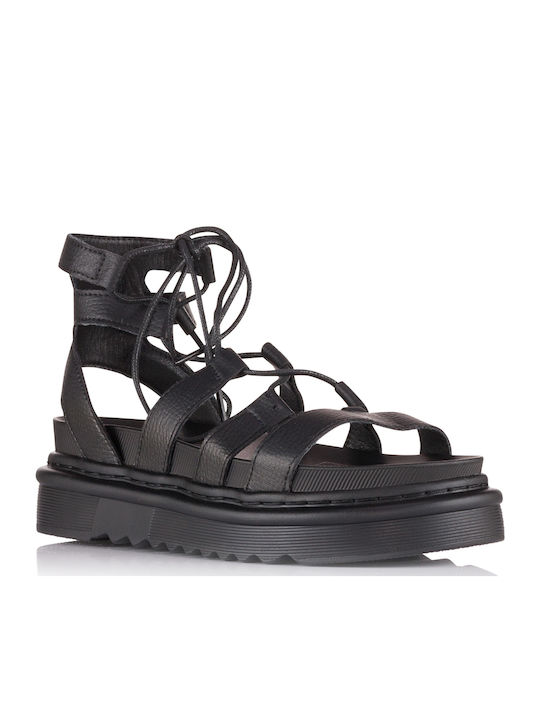 Leather Women's Flat Sandals Black