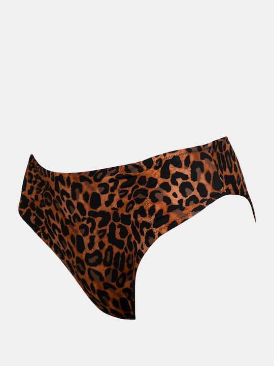 Leo Print Bikini Slip Καφέ
