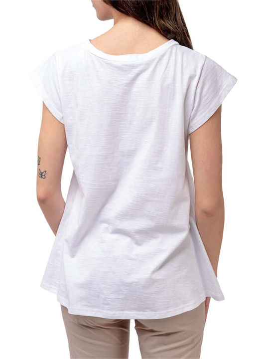 Moutaki Women's T-shirt with V Neckline White