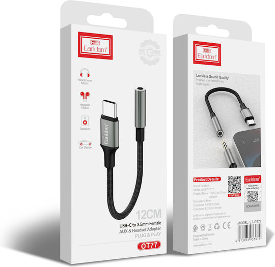 Earldom USB-C / 3.5mm Male to 3.5mm Female Converter 1 Piece BG-40364