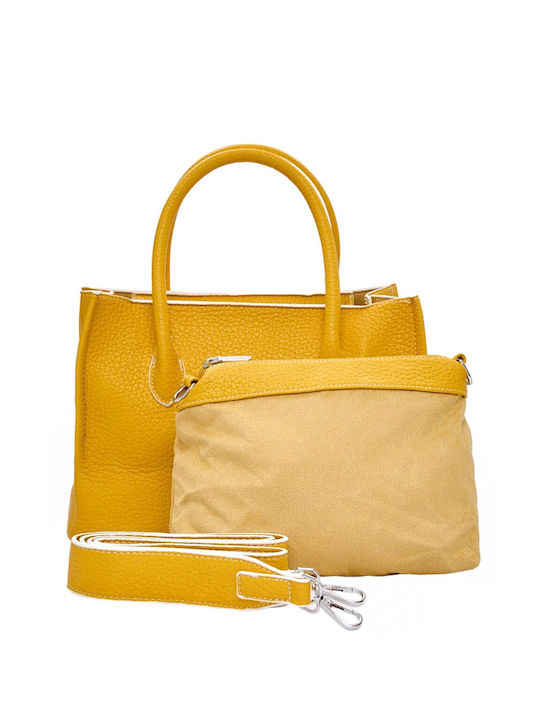 Bag to Bag Σετ Γυναικεία Τσάντα Tote Χειρός Κίτρινη