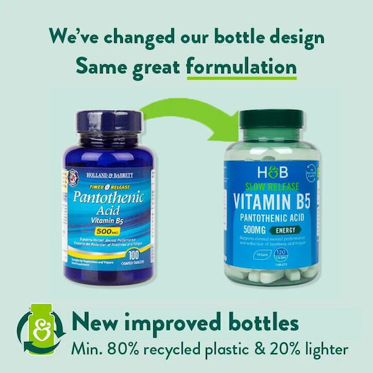 Holland & Barrett Vitamin B5 Vitamin für Energie 500mg 120 Tabletten