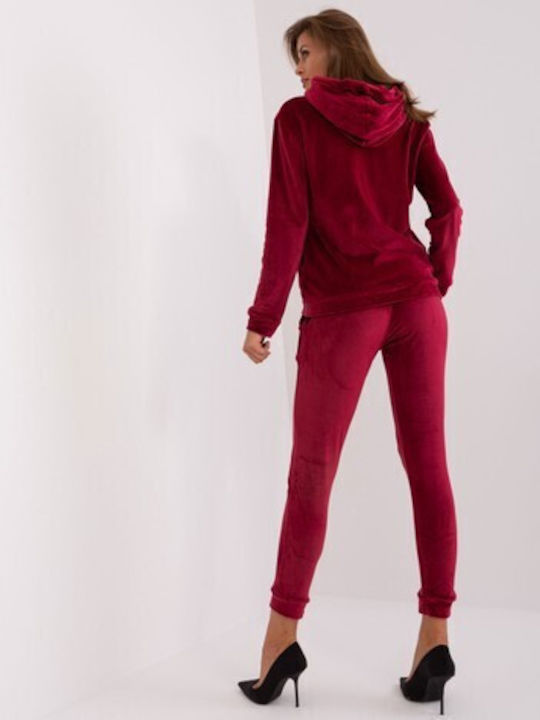 Relevance Damen-Sweatpants-Set Red Samt