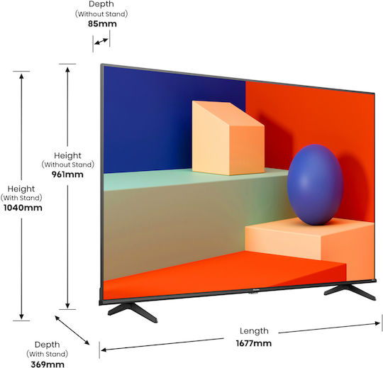Hisense Smart Τηλεόραση 75" 4K UHD LED A6K HDR (2023) 75A6K