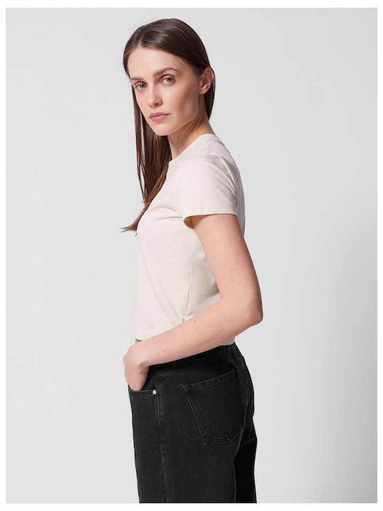 Women's Cotton Short Sleeve Beige Top HWSS24 TTSHF1478 83S