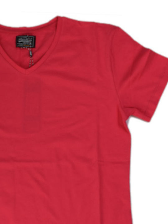 Paco & Co Men's Short Sleeve T-shirt with V-Neck Coral