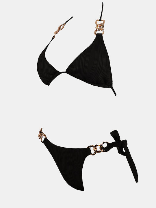 Set Bikini Τριγωνάκι με Αφαιρούμενη Ενίσχυση Μαυρο