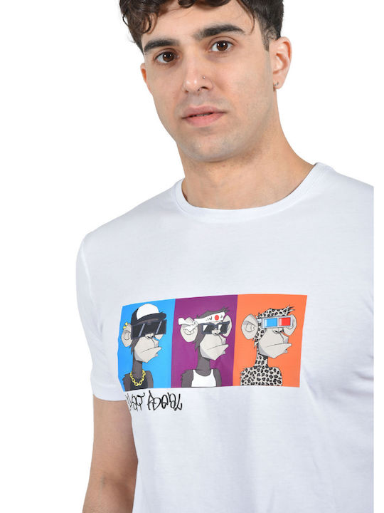 Clever T-shirt Bărbătesc cu Mânecă Scurtă Alb