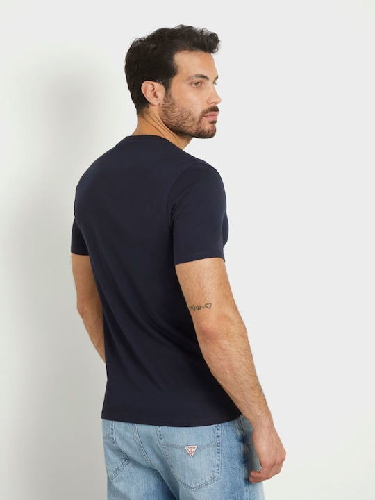 Guess Triangle Herren T-Shirt Kurzarm Dark Blue