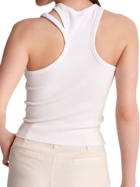 Attrattivo Damen Bluse Baumwolle Ärmellos White