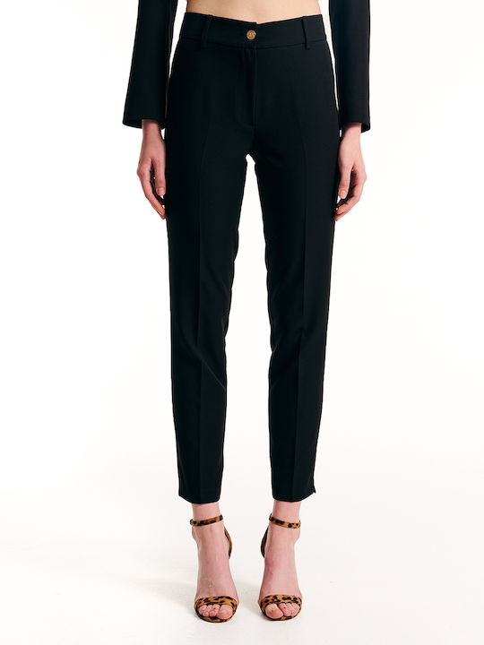 Women's High-waisted Fabric Trousers Blue