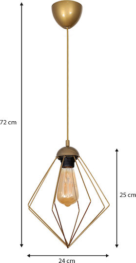 Megapap Nura Pendant Light Gold with Socket E27 24x24x72cm