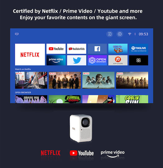 Mecool KP2 Projector LCD Λάμπας LED με Wi-Fi και Ενσωματωμένα Ηχεία