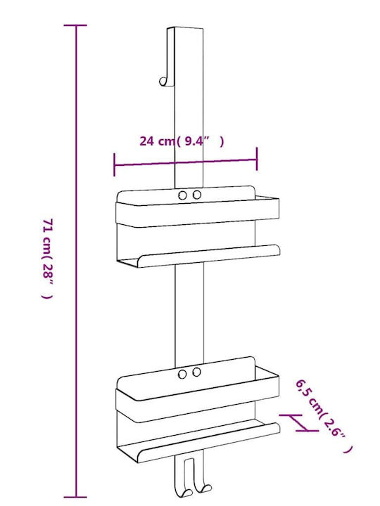 vidaXL An der Wand montiert Badezimmerregal Metallisch 24x6.5x10cm Silber